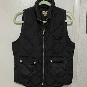 Woolrich Womens Quilted Puffer Vest Black Down Insulated Pockets Mock Neck Med